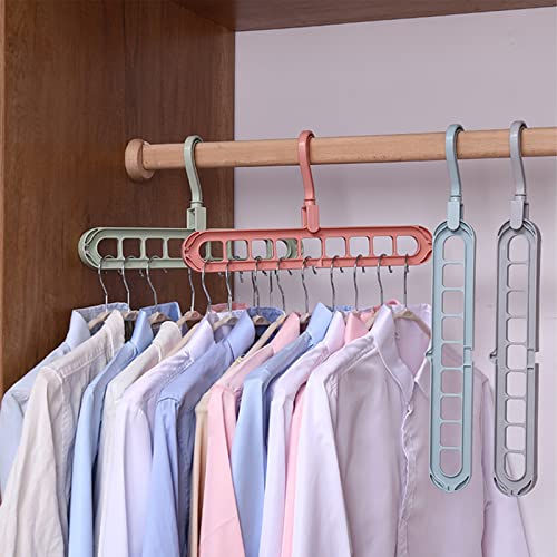 Closet Organizers and Storage Space Saving Hangers with 9 Holes of 6 Pack for Closet Organizer,Dorm Room Essentials,Closet Storage,Smart Closet Organization,Magic Space Saving Hanger (Blue)