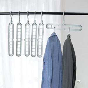 Closet Organizers and Storage Space Saving Hangers with 9 Holes of 6 Pack for Closet Organizer,Dorm Room Essentials,Closet Storage,Smart Closet Organization,Magic Space Saving Hanger (Blue)