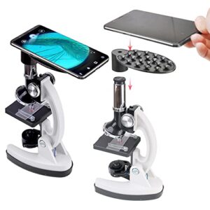 Starboosa Microscope 300X-1200X for Kids Beginners Lab Compound Monocular Microscopes with Optical Glass Lenses & LED Illumination - Microscope with Smartphone Adapter for Kids Beginner