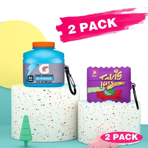 2 Pack Mulafnxal for Airpod Pro 2019/Pro 2 Gen 2022 Case Cute Cartoon 3D Unique Silicone Cover Funny Fashion Fun CharacterAir Pods Cases Women Girls Boys Teen for Airpods Pro Blue Drink&Purple Candy