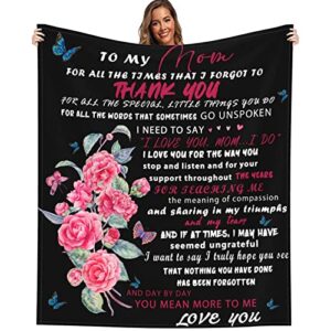 mom gift from son daughter personalized soft flannel blankets flower butterfly throw blankets gift for mothers day birthday family holiday 50"x 60"