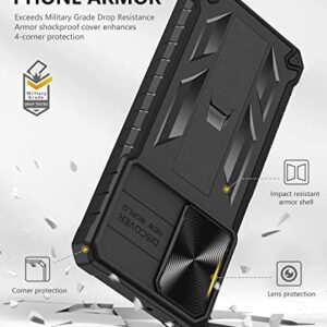 Case Designed for Samsung Galaxy A13-5G: Rugged Protective A13 4G Cell Phone Cover with Built in Kickstand & Slide - TPU Shockproof Bumper Textured Matte Case Military-Grade Drop Protection - Black