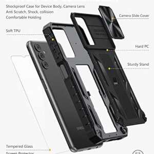 Case Designed for Samsung Galaxy A13-5G: Rugged Protective A13 4G Cell Phone Cover with Built in Kickstand & Slide - TPU Shockproof Bumper Textured Matte Case Military-Grade Drop Protection - Black