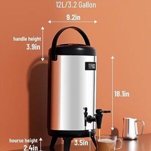 WantJoin Insulated Beverage Dispenser-75 Cup Hot&Cold water Urn for Catering-Stainless Steel Premium 12 L/3.2 Gallon Hot Drink Dispenser with Spigot for Coffee & Hot tea,Cold Milk,Water,Juice(Silver)