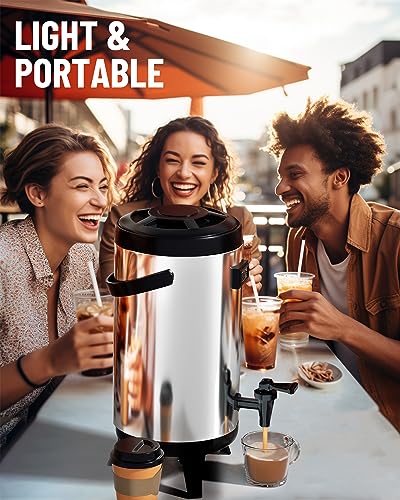 WantJoin Insulated Beverage Dispenser-75 Cup Hot&Cold water Urn for Catering-Stainless Steel Premium 12 L/3.2 Gallon Hot Drink Dispenser with Spigot for Coffee & Hot tea,Cold Milk,Water,Juice(Silver)