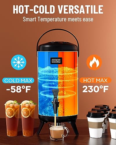 WantJoin Insulated Beverage Dispenser-75 Cup Hot&Cold water Urn for Catering-Stainless Steel Premium 12 L/3.2 Gallon Hot Drink Dispenser with Spigot for Coffee & Hot tea,Cold Milk,Water,Juice(Silver)