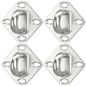 4 pcs 2.3 inch 304 stainless steel pad eye plate hook with screws for suspension, ceiling hooks, marine application hook