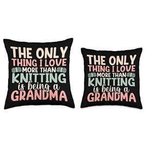 Quilting Knitting Crocheting Knitter Gift Crocheting Granny Mothers Day Being A Grandma Knitting Throw Pillow, 16x16, Multicolor