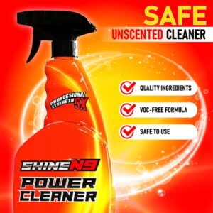 ShineN9 All-Purpose Cleaner – Professional Power Car Cleaner Spray – Multipurpose Exterior Interior Car Cleaner for Upholstery, Leather, Vinyl, Rims – Fast and Easy Car Cleaning for Grease, Stains, Dirt