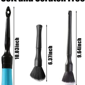 AOOF 3 Detail Brush Kits Wild Boar Hair Detail Brushes for Elegant Surfaces, Vents, Engine Compartment Markings and Dashboard seat Wheels, for Cleaning Inside and Outside Without Scratches
