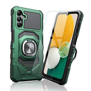 for Samsung Galaxy A13 5G / 4G Case: with Tempered Screen Protector & Built in 360° Adjustable Ring Kickstand Shockproof Protection TPU Bumper Armor Design Phone Cover for Samsung Galaxy A13 - Green