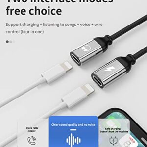 iphone Headphone Adapter(2pack)Dual Lightning Adaptador Para Apple Splitter Audio and Charge Charger Earphone 2 in 1 Dongle Jack Earbud Cable Compatible for Phone 13 12 11 Pro Max Mini XS SE 7 X 8plus