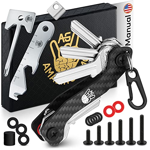 Key Holder & Key Organizer Keychain with matched Keychain multi-tool toolset by AmazinGizmo - House & Car Compact Black Multi Key Chain | Keyring Multitool | Screwdrivers | Bottle opener | Box Opener