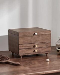 chosin wooden jewelry box large black walnut wood for women 3 layer vintage festive gift storage organizer box necklaces rings gift