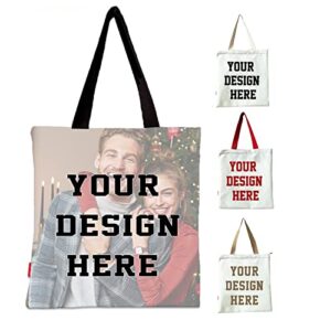 eaq personalized tote bag custom canvas bag with photo reusable canvas tote bags for daily use gifts-black-tote bag