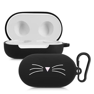 kwmobile silicone case compatible with samsung galaxy buds/buds plus case cover - cat black/white