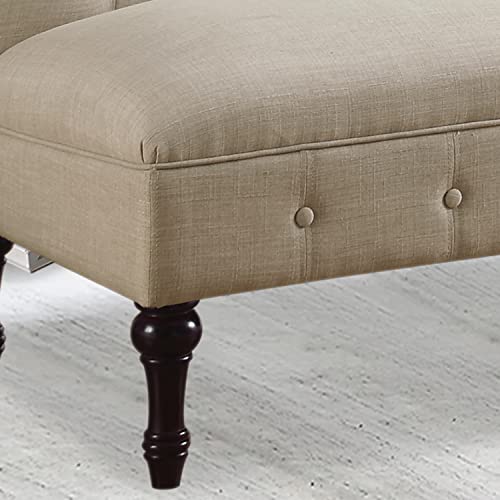Rosevera Avondale Upholstered Tufted Fine Polyester Chair Loveseat Bench with Armless Design Easy Assembly for Living Room Bedroom, Beige Sofa