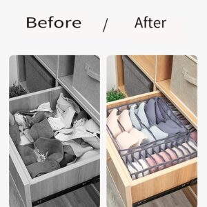 3PCS Wardrobe Clothes Organizer for Underwear and Clothing; 6,7 and 11 grids for clothes storage organization, dresser, drawer and closet organizers for: Underwear, Bra, Sweater, T-Shirt, Sock, & More