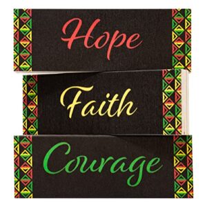 jennygems black history month, african american decor, black history decor, hope faith courage, 3pc mini wood block set, african american decor, tiered tray, made in usa