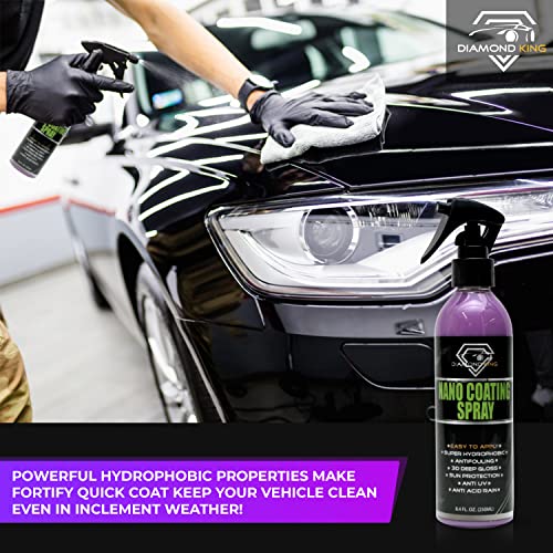 Diamond King 250ml Waterless Ceramic Car Coating - Nano Ceramic Coating for Cars - Car Detailing, Hydrophobic Top Coat, Durable, Quick Coat Car Wax Polish Spray - Car Shiner, Cleaner