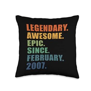 16th birthday & anniversary gifts by art like wow 16th birthday february 2007 boys girls 16 year anniversary throw pillow, 16x16, multicolor