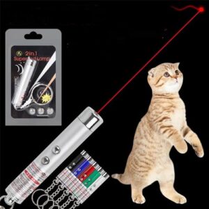 CHUQIANTONG 6PCS Cat Toy Mini Red Laser Pointer Cat Dog Interactive Training Tools White LED Torch Light with Keychain