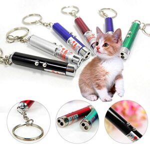 CHUQIANTONG 6PCS Cat Toy Mini Red Laser Pointer Cat Dog Interactive Training Tools White LED Torch Light with Keychain