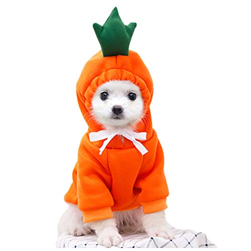 Dog Hoodies Pet Carrot Apparel Puppy Clothes Sweatshirt Doggie Outfits Cat Coat with Hat- Orange (Small)