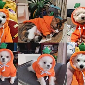 Dog Hoodies Pet Carrot Apparel Puppy Clothes Sweatshirt Doggie Outfits Cat Coat with Hat- Orange (Small)