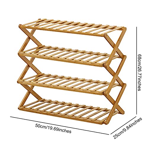 Koolouispoper Shoe Rack 3/4 Tier Folding Multifunctional Storage Organizer Bamboo Shoe Shelf Simple Household Economical Shelf (4 Layers)