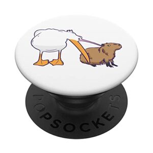 pelican tries to eat capybara funny cute kawaii meme popsockets swappable popgrip