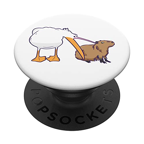 Pelican Tries to Eat Capybara Funny Cute Kawaii Meme PopSockets Swappable PopGrip