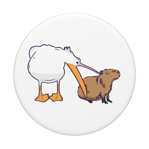 Pelican Tries to Eat Capybara Funny Cute Kawaii Meme PopSockets Swappable PopGrip
