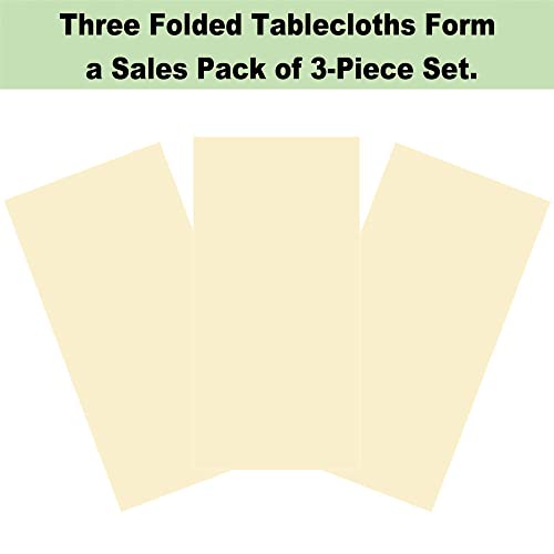 Plastic Ivory Tablecloths 3 Pack Cream Disposable Table Covers 54" x 108" Milky White Table Cloths for Bridal Shower Parties Picnic Engagements Weddings Birthdays, Fits 6 to 8 Foot Rectangle Tables