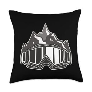 ski goggles - mountains illustrations - skiing lover throw pillow, 18x18, multicolor