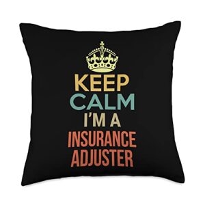 insurance adjuster gifts keep calm i'm a insurance adjuster throw pillow, 18x18, multicolor