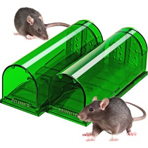 lulucatch mouse traps 2 pack, humane mouse trap, live catch release, easy to set live mouse traps, effective reusable rat traps for indoor/outdoor use, kids/pets safe.