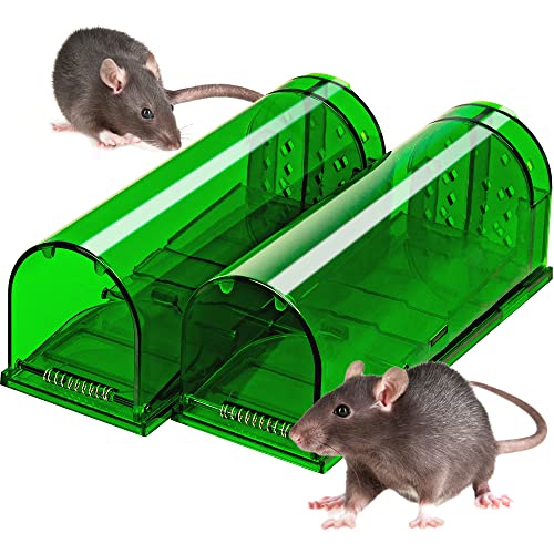 LULUCATCH Mouse Traps 2 Pack, Humane Mouse Trap, Live Catch Release, Easy to Set Live Mouse Traps, Effective Reusable Rat Traps for Indoor/Outdoor Use, Kids/Pets Safe.