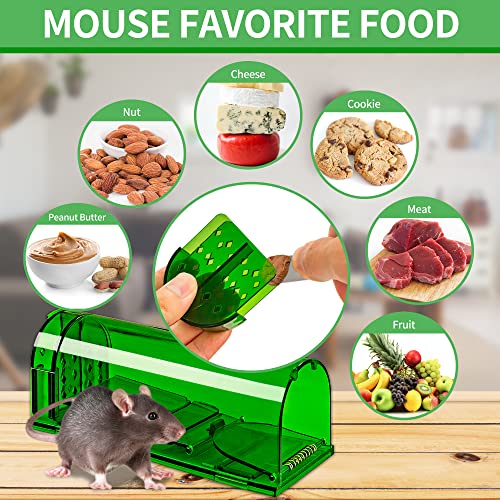 LULUCATCH Mouse Traps 2 Pack, Humane Mouse Trap, Live Catch Release, Easy to Set Live Mouse Traps, Effective Reusable Rat Traps for Indoor/Outdoor Use, Kids/Pets Safe.
