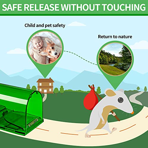 LULUCATCH Mouse Traps 2 Pack, Humane Mouse Trap, Live Catch Release, Easy to Set Live Mouse Traps, Effective Reusable Rat Traps for Indoor/Outdoor Use, Kids/Pets Safe.