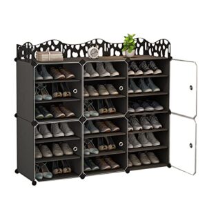 jomifin shoe rack storage cabinet with doors, portable shoes rack organizer, expandable standing rack, storage 36-72 pairs shoes, boots, slippers for entryway, bedroom, bedroom 6-tier(black)