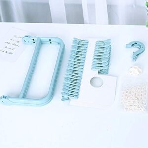 Entatial Underwear Hanger, Laundry Hanger, with 32 Clips Saving Space Laundry Hanger for Baby Clothes Socks(Blue)