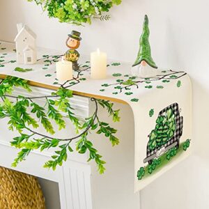 Artoid Mode Lucky Shamrock Truck St. Patrick's Day Table Runner, Seasonal Spring Holiday Kitchen Dining Table Decoration for Indoor Outdoor Home Party Decor 13 x 72 Inch