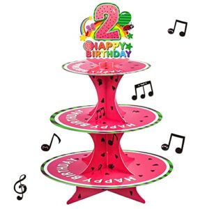 coco party supplies cupcake stand, 2nd second watermelon party favors cake stand for kids birthday party decorations, kids melon birthday baby shower party supplies