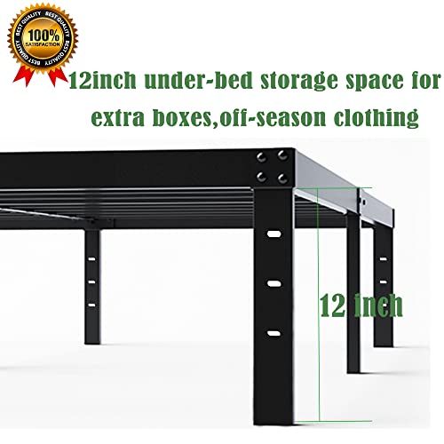 Mombinus 14 Inches Tall Queen Metal Platform Bed Frame/Heavy Duty Steel Slat Support/Noise Free/Easy Assembly/No Box Spring Needed Black