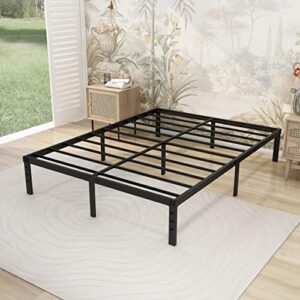 Mombinus 14 Inches Tall Queen Metal Platform Bed Frame/Heavy Duty Steel Slat Support/Noise Free/Easy Assembly/No Box Spring Needed Black