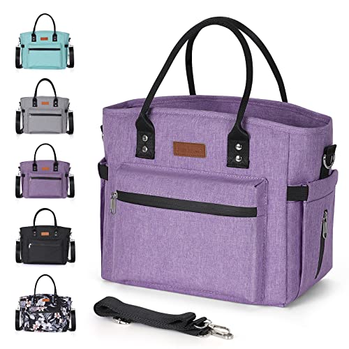 Insulated Lunch Bag for Women Men,Adult Lunch Box for Women with Adjustable Shoulder Strap,Portable Large Lunch Tote Bag for Office Work Picnic Beach,Reusable Lunch Cooler Bag