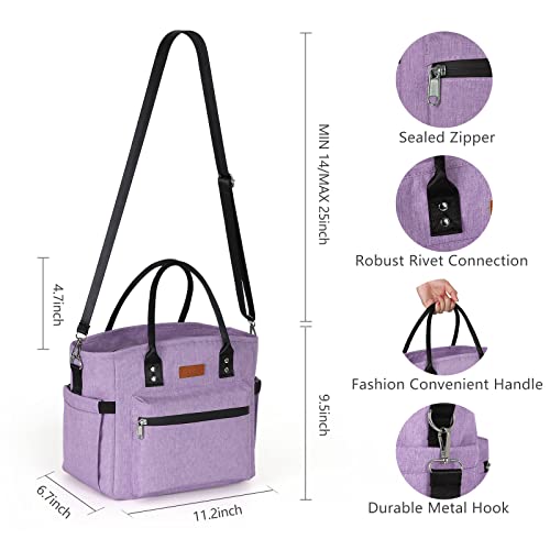 Insulated Lunch Bag for Women Men,Adult Lunch Box for Women with Adjustable Shoulder Strap,Portable Large Lunch Tote Bag for Office Work Picnic Beach,Reusable Lunch Cooler Bag