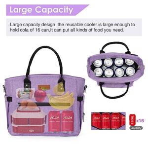 Insulated Lunch Bag for Women Men,Adult Lunch Box for Women with Adjustable Shoulder Strap,Portable Large Lunch Tote Bag for Office Work Picnic Beach,Reusable Lunch Cooler Bag