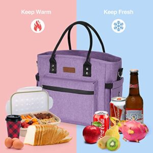 Insulated Lunch Bag for Women Men,Adult Lunch Box for Women with Adjustable Shoulder Strap,Portable Large Lunch Tote Bag for Office Work Picnic Beach,Reusable Lunch Cooler Bag